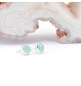 BVLA 4mm Honeycomb Chrysoprase White Gold Threadless Ends