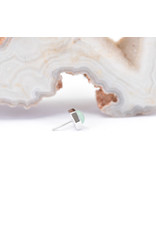 BVLA 4mm Honeycomb with 3mm Chrysoprase Cabochon in 14k White Gold Threadless Ends