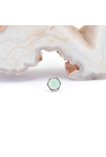 BVLA 4mm Honeycomb with 3mm Chrysoprase Cabochon in 14k White Gold Threadless Ends