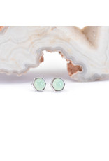 BVLA 4mm Honeycomb with 3mm Chrysoprase Cabochon in 14k White Gold Threadless Ends