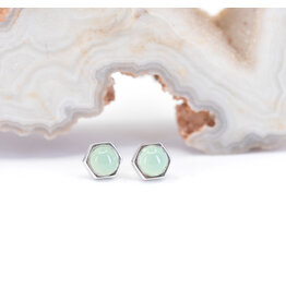 BVLA 4mm Honeycomb Chrysoprase White Gold Threadless Ends