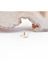 BVLA 4mm Honeycomb with 3mm Grade AA Genuine White Opal Cabochon in 14k Yellow Gold Threadless Ends