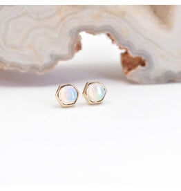 BVLA 4mm Honeycomb White Opal Yellow Gold Threadless Ends