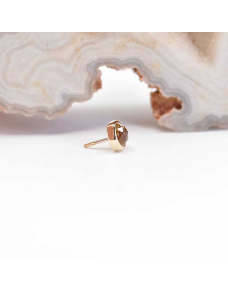 BVLA 4mm Honeycomb with 3mm Rose Cut Citrine in 14k Yellow Gold Threadless Ends