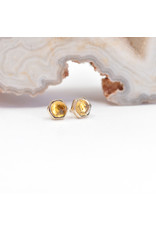 BVLA 4mm Honeycomb with 3mm Rose Cut Citrine in 14k Yellow Gold Threadless Ends