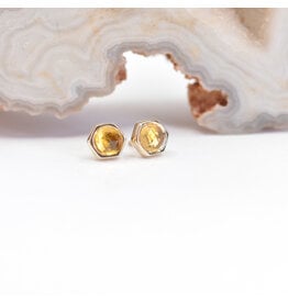 BVLA 4mm Honeycomb Citrine Yellow Gold Threadless Ends