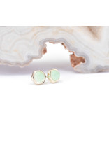 BVLA 4mm Honeycomb with 3mm Rose Cut Chrysoprase in 14k Yellow Gold Threadless Ends