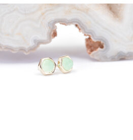 BVLA 4mm Honeycomb Chrysoprase Yellow Gold Threadless Ends