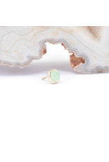 BVLA 4mm Honeycomb with 3mm Rose Cut Chrysoprase in 14k Yellow Gold Threadless Ends