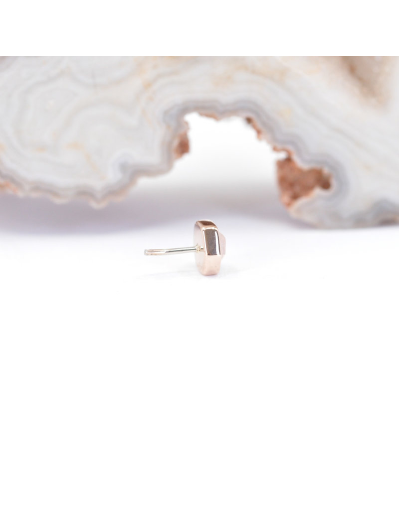BVLA 4mm Honeycomb with 3mm Rose Cut Rainbow Moonstone in 14k Rose Gold Threadless Ends