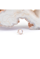 BVLA 4mm Honeycomb with 3mm Rose Cut Rainbow Moonstone in 14k Rose Gold Threadless Ends