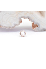 BVLA 4mm Honeycomb with 3mm Rose Cut Rainbow Moonstone in 14k Rose Gold Threadless Ends