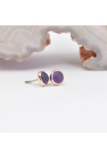 BVLA 3mm Cup with Sandblasted Amethyst Cabochon in 14k Yellow Gold Threadless Ends