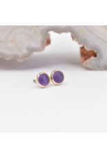 BVLA 3mm Cup with Sandblasted Amethyst Cabochon in 14k Yellow Gold Threadless Ends