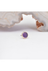 BVLA 3mm Cup with Sandblasted Amethyst Cabochon in 14k Yellow Gold Threadless Ends