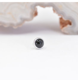 BVLA 3mm Cup Threadless End 14k White Gold Onyx Cab