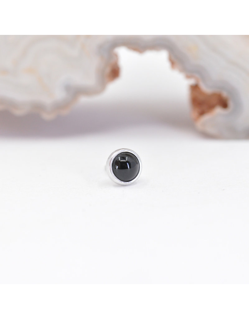 BVLA 3mm Cup with Onyx Cabochon in 14k White Gold Threadless Ends
