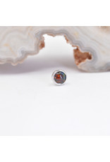 BVLA 3mm Cup with Genuine Gilson Black Opal Cabochon in 14k White Gold Threadless Ends