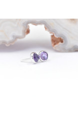 BVLA 3mm Cup with Rose Cut Amethyst in 14k White Gold Threadless Ends