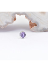 BVLA 3mm Cup with Rose Cut Amethyst in 14k White Gold Threadless Ends