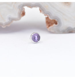 BVLA 3mm Cup Threadless End 14k White Gold Amethyst Rose Cut