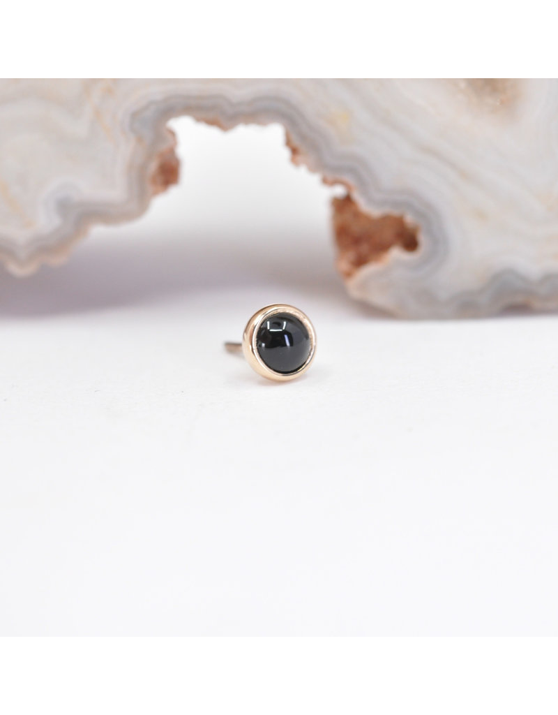 BVLA 3mm Cup with Onyx Cabochon in 14k Yellow Gold Threadless Ends