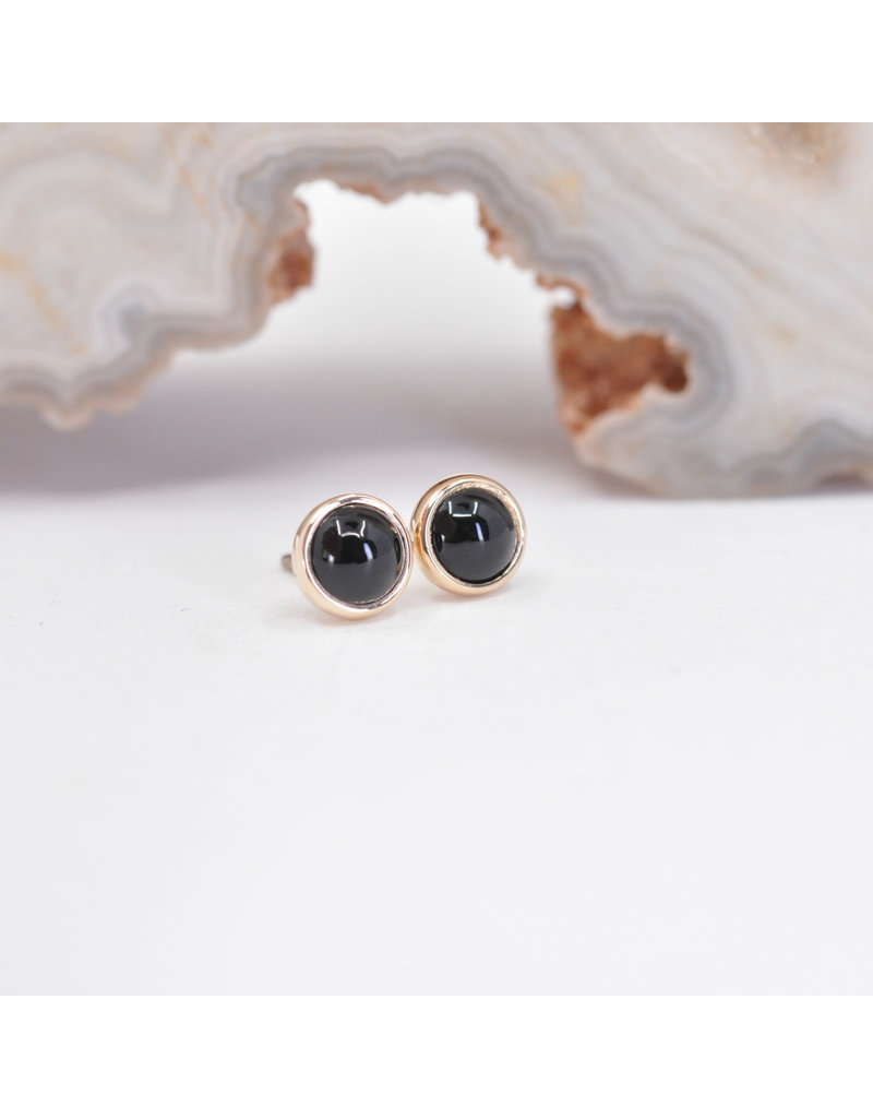BVLA 3mm Cup with Onyx Cabochon in 14k Yellow Gold Threadless Ends