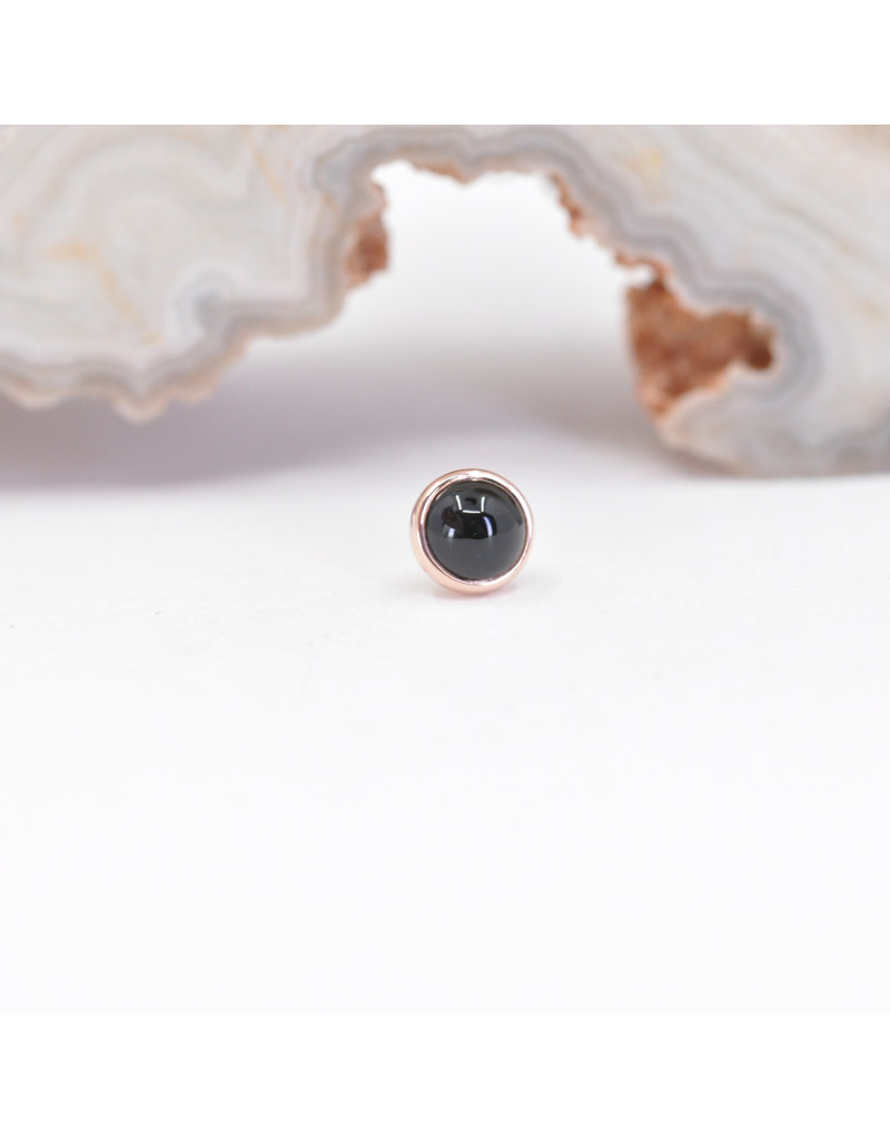 BVLA 3mm Cup with Onyx Cabochon in 14k Rose Gold Threadless Ends