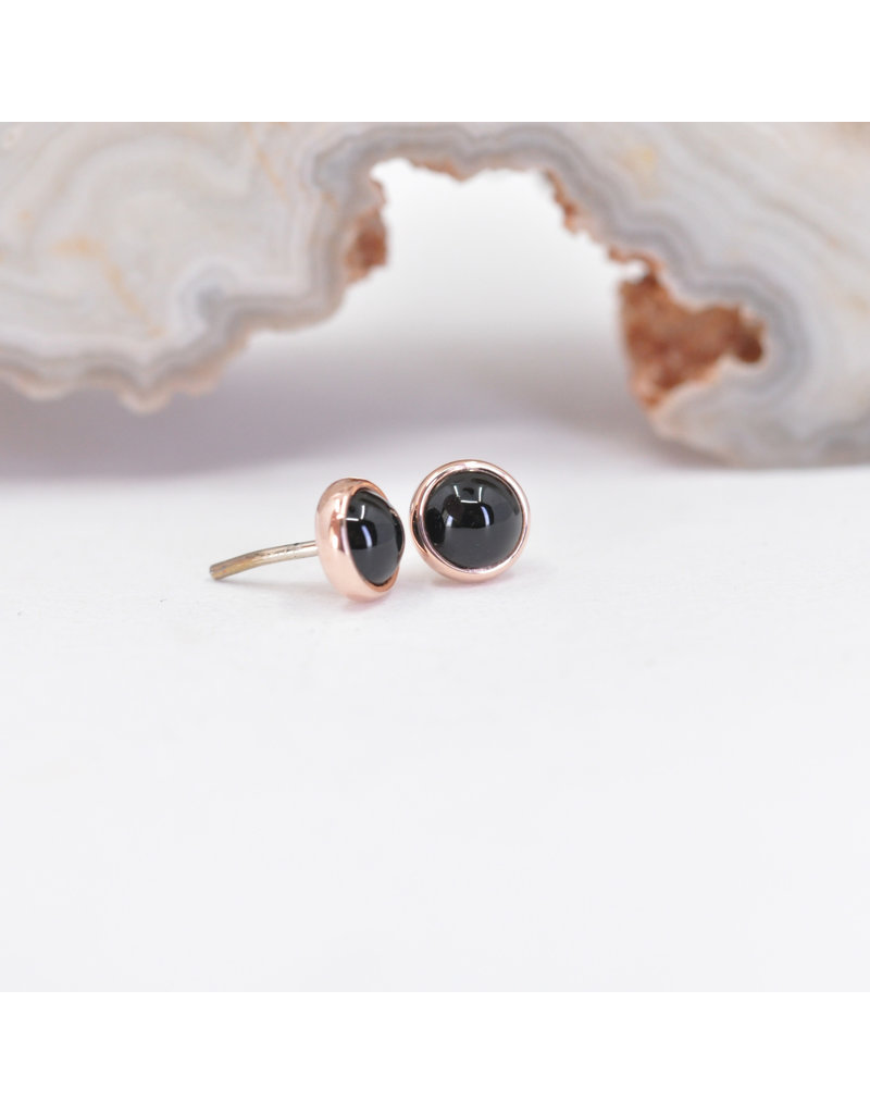 BVLA 3mm Cup with Onyx Cabochon in 14k Rose Gold Threadless Ends