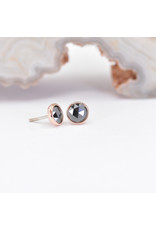 BVLA 3mm Cup with Rose Cut Black Diamond in 14k Rose Gold Threadless Ends
