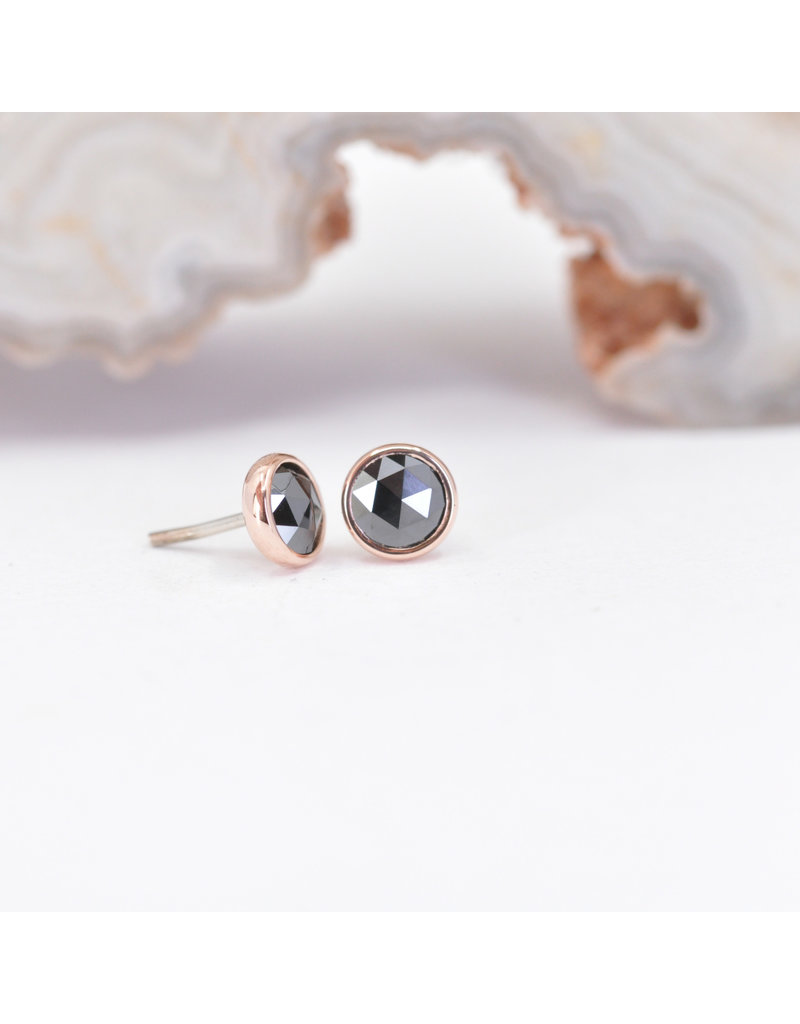 BVLA 3mm Cup with Rose Cut Black Diamond in 14k Rose Gold Threadless Ends