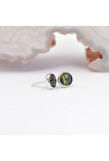 BVLA 3mm Cup with Rose Cut Green Tourmaline in 14k White Gold Threadless Ends