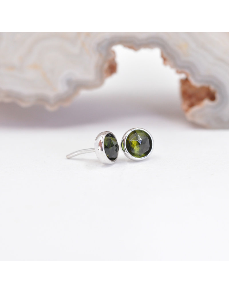 BVLA 3mm Cup with Rose Cut Green Tourmaline in 14k White Gold Threadless Ends