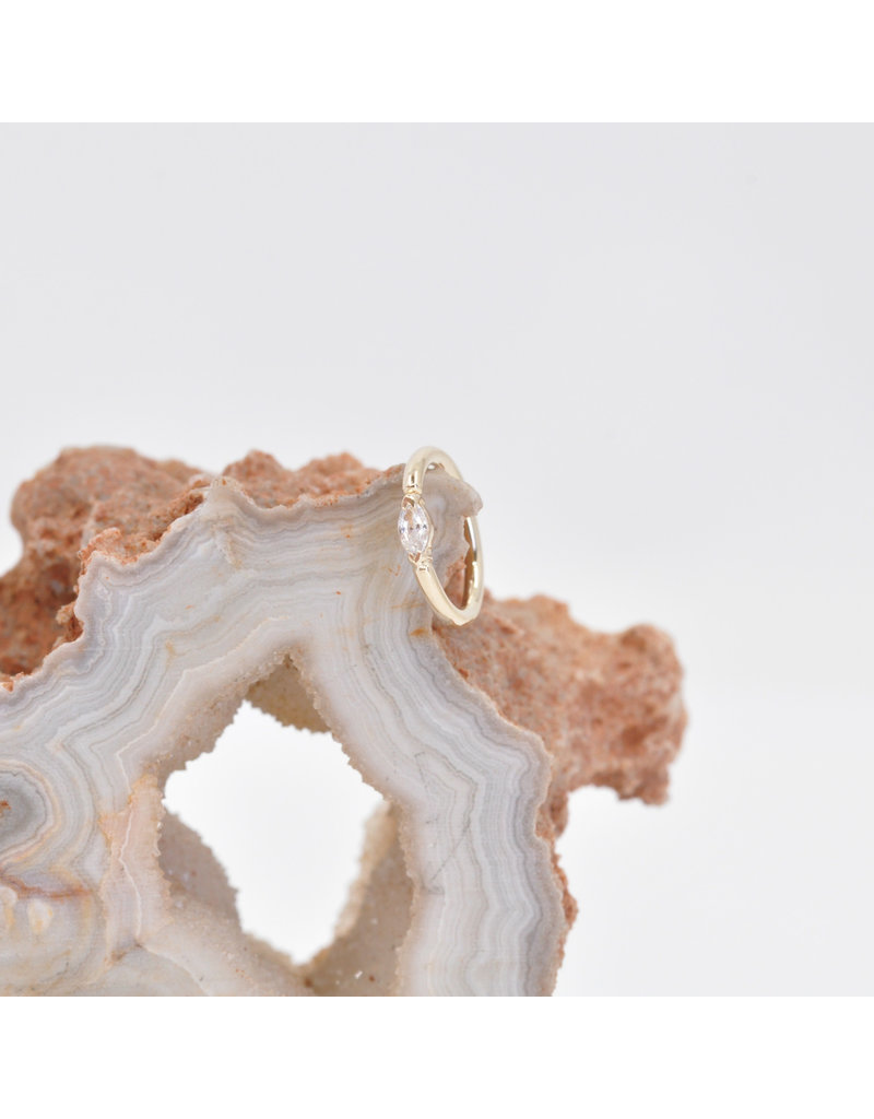 BVLA 18g Fixed Marquise Seam Rings with 3x1.5mm CZ in 14k Gold by BVLA!