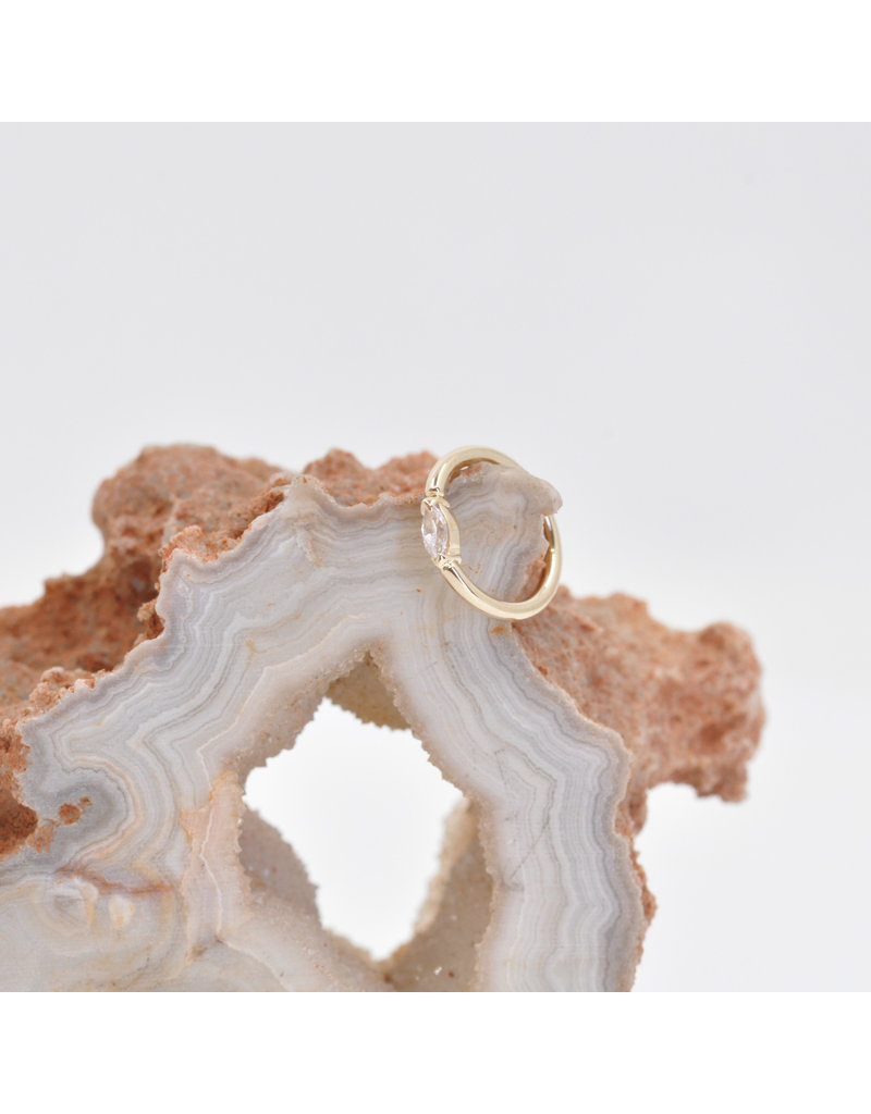 BVLA 18g Fixed Marquise Seam Rings with 3x1.5mm CZ in 14k Gold by BVLA!