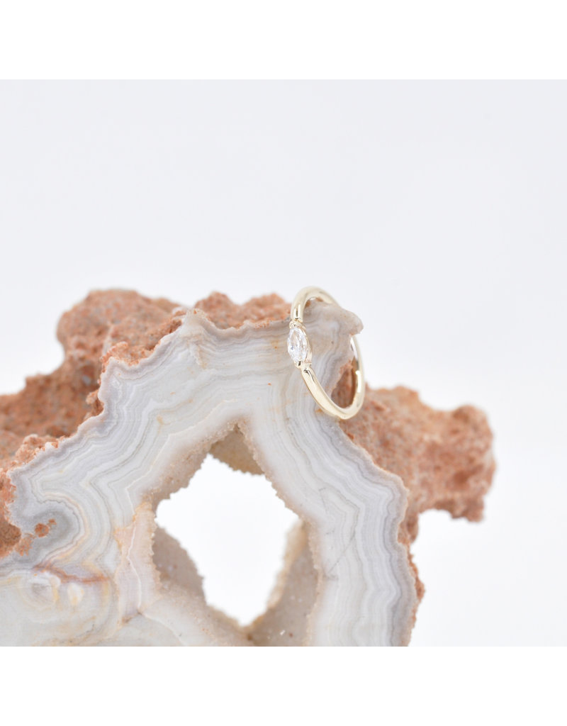 BVLA 18g Fixed Marquise Seam Rings with 3x1.5mm CZ in 14k Gold by BVLA!