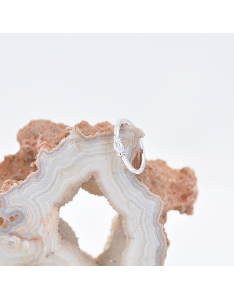 BVLA 18g Fixed Marquise Seam Rings with 3x1.5mm CZ in 14k Gold by BVLA!