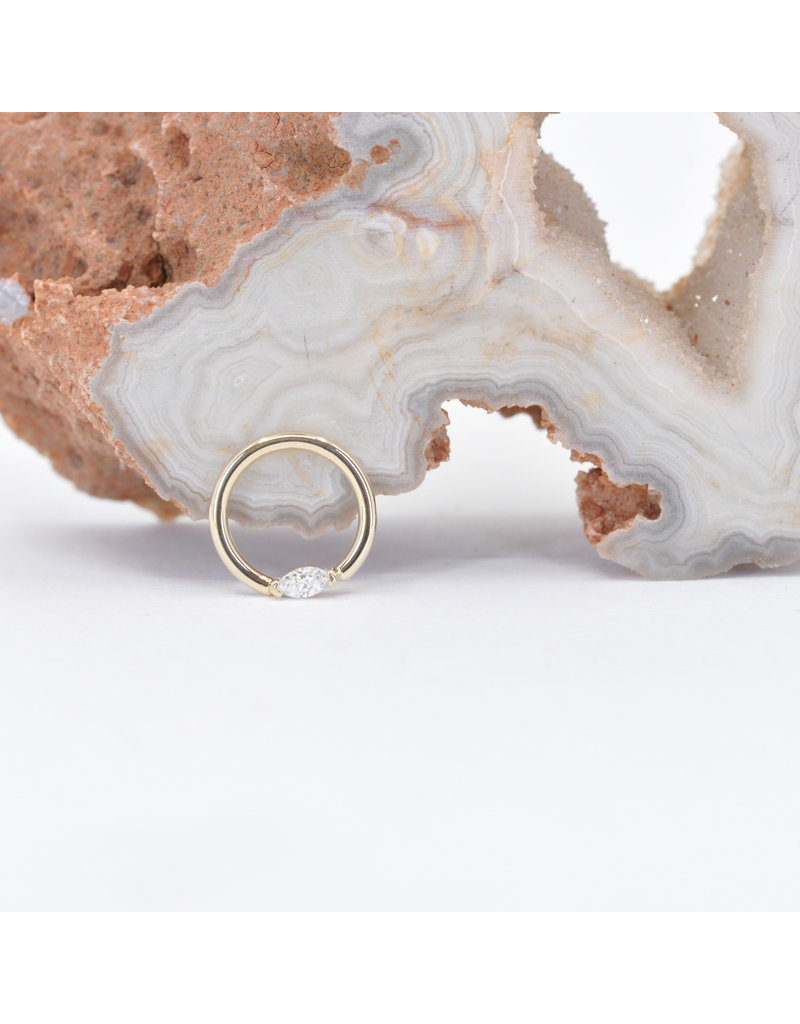 BVLA 18g Outward Facing Fixed Marquise Seam Rings with 3x1.5mm CZ in 14k Gold by BVLA!