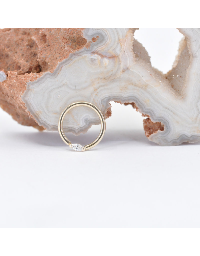 BVLA 18g Outward Facing Fixed Marquise Seam Rings with 3x1.5mm CZ in 14k Gold by BVLA!