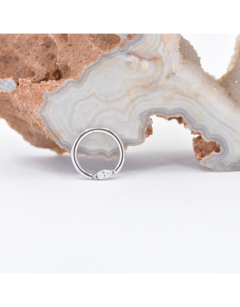 BVLA 18g Outward Facing Fixed Marquise Seam Rings with 3x1.5mm CZ in 14k Gold by BVLA!