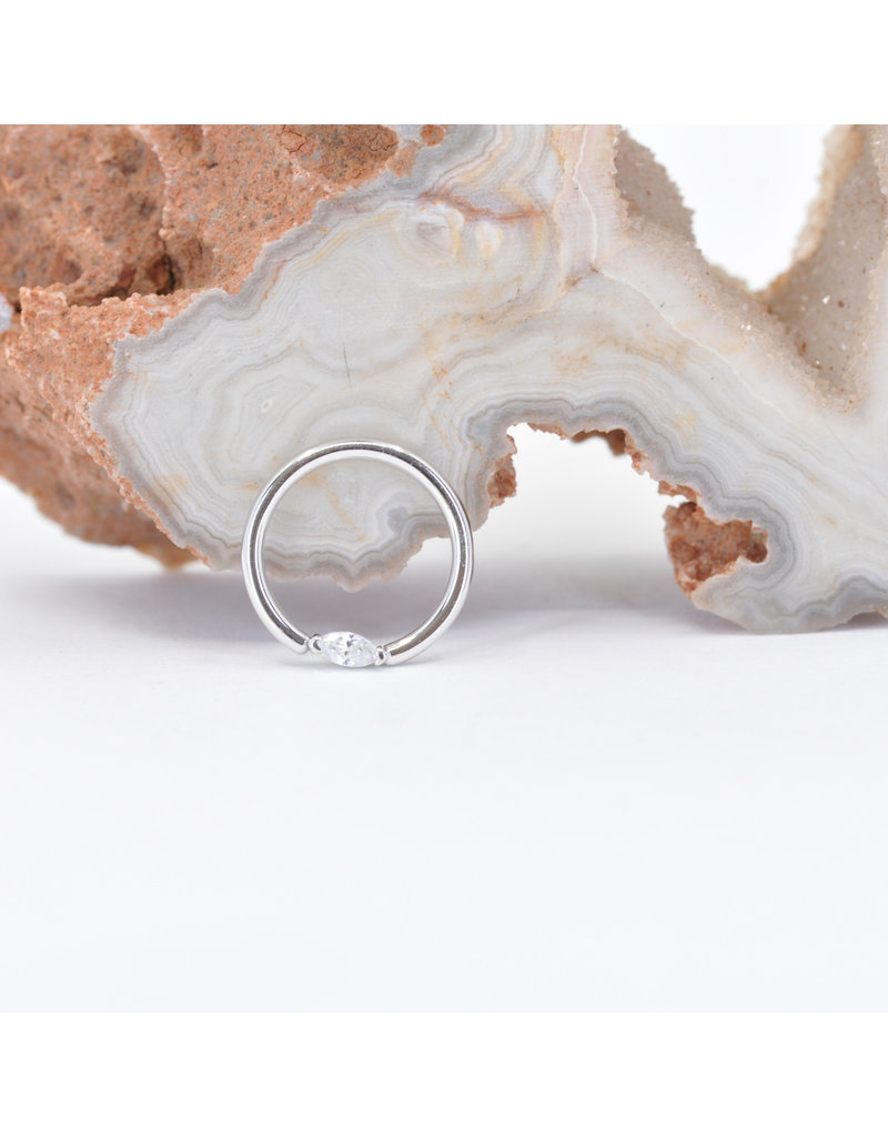 BVLA 18g Outward Facing Fixed Marquise Seam Rings with 3x1.5mm CZ in 14k Gold by BVLA!