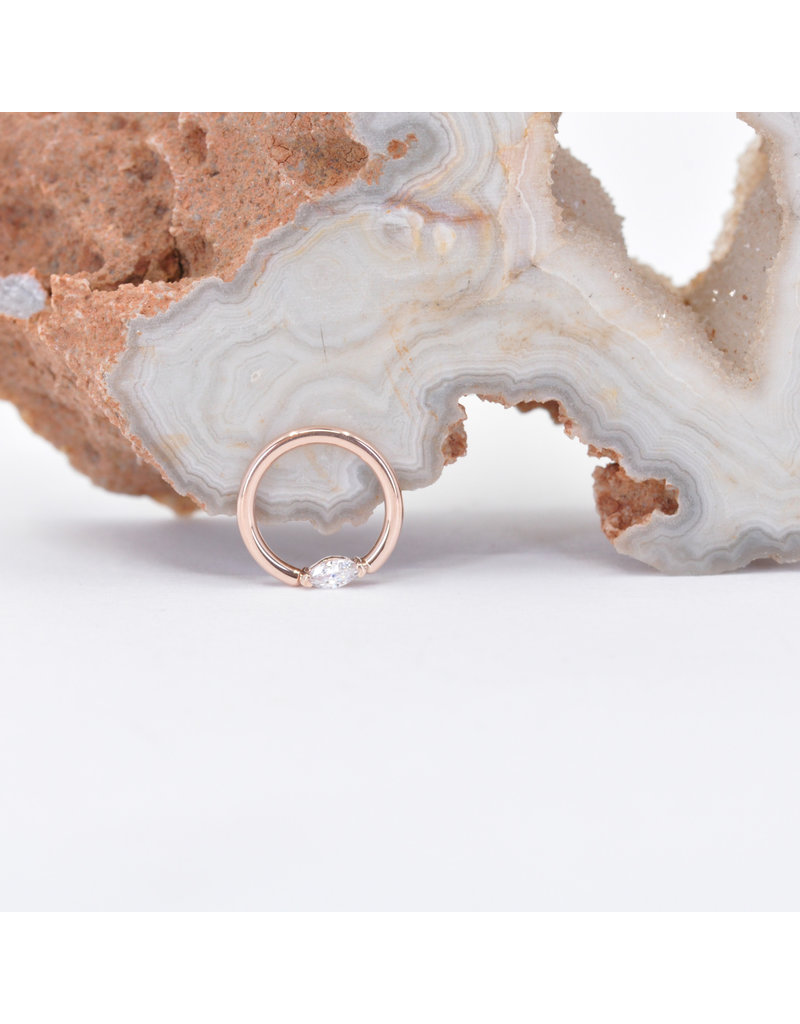BVLA 18g Outward Facing Fixed Marquise Seam Rings with 3x1.5mm CZ in 14k Gold by BVLA!