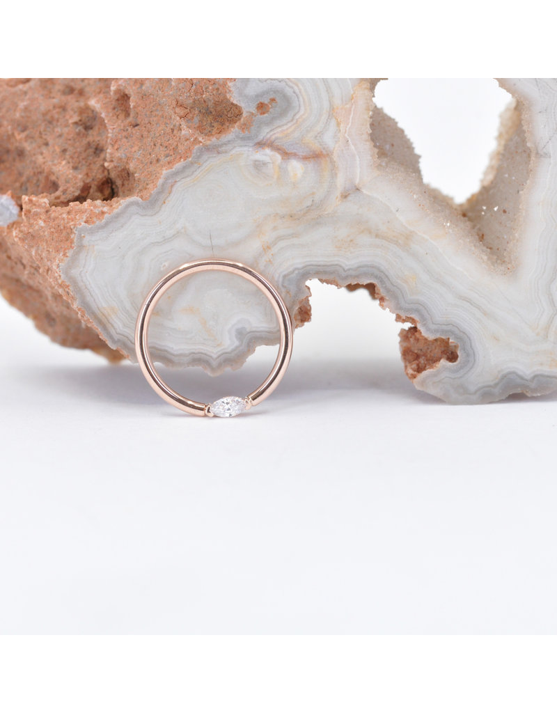BVLA 18g Outward Facing Fixed Marquise Seam Rings with 3x1.5mm CZ in 14k Gold by BVLA!