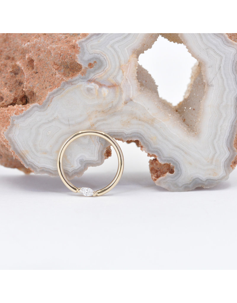BVLA 18g Outward Facing Fixed Marquise Seam Rings with 3x1.5mm CZ in 14k Gold by BVLA!