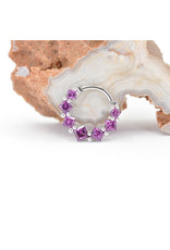 BVLA 16g 5/16" Graduating Tiffany Clicker Ring with Rhodolite Garnet in 14k White Gold by BVLA!