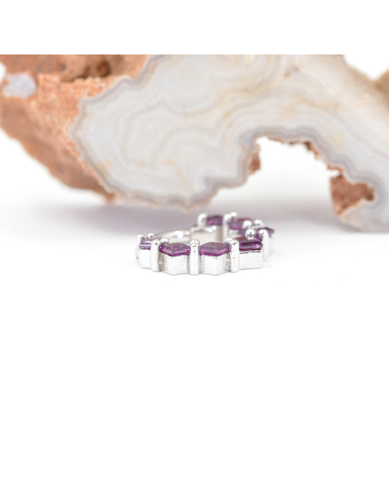 BVLA 16g 5/16" Graduating Tiffany Clicker Ring with Rhodolite Garnet in 14k White Gold by BVLA!