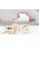 BVLA Crown Prong with Faceted White Quartz in 14k Yellow Gold 12g Threaded Ends by BVLA!