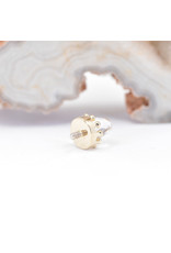 BVLA Crown Prong with Faceted White Quartz in 14k Yellow Gold 12g Threaded Ends by BVLA!