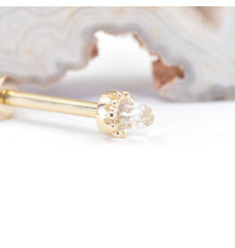 BVLA Bullet Crown White Quartz Yellow Gold 12g Threaded Ends