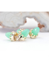 BVLA Crown Prong with Faceted Chrysoprase Bullet in 14k Yellow Gold 12g Threaded Ends by BVLA!